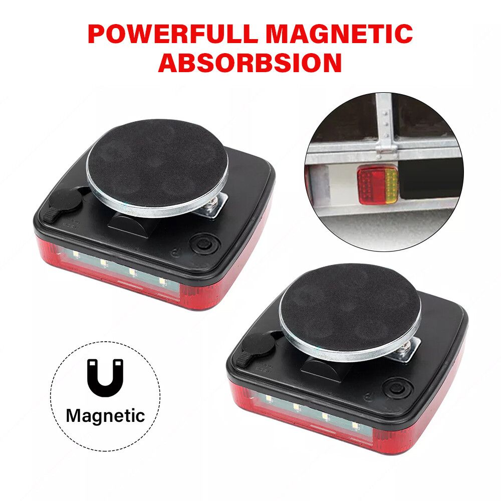 2x Trailer Lights LED Tail Wireless Magnetic Stop Truck Indicator C