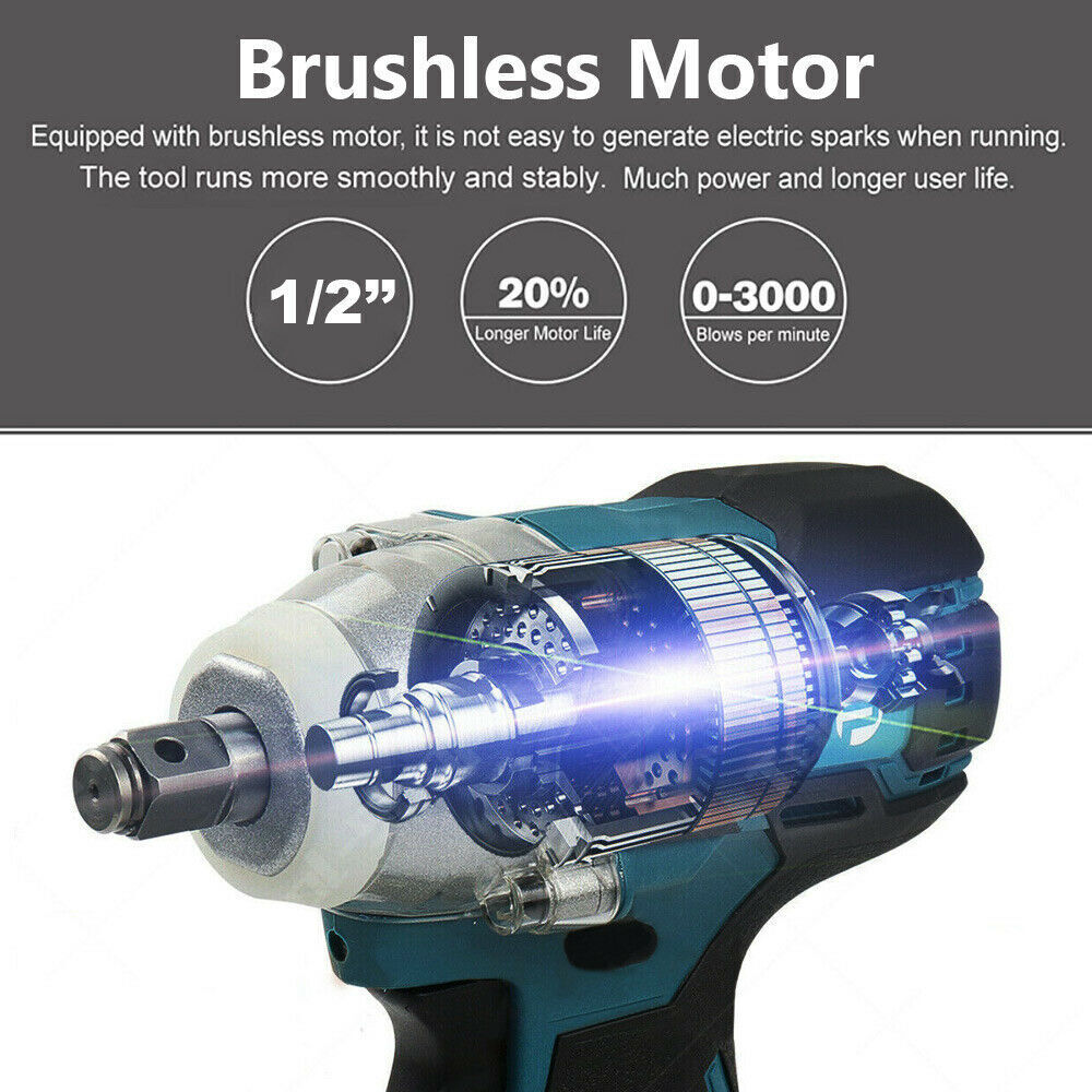 High Torque Cordless Impact Wrench, Brushless, 1/2" 36V