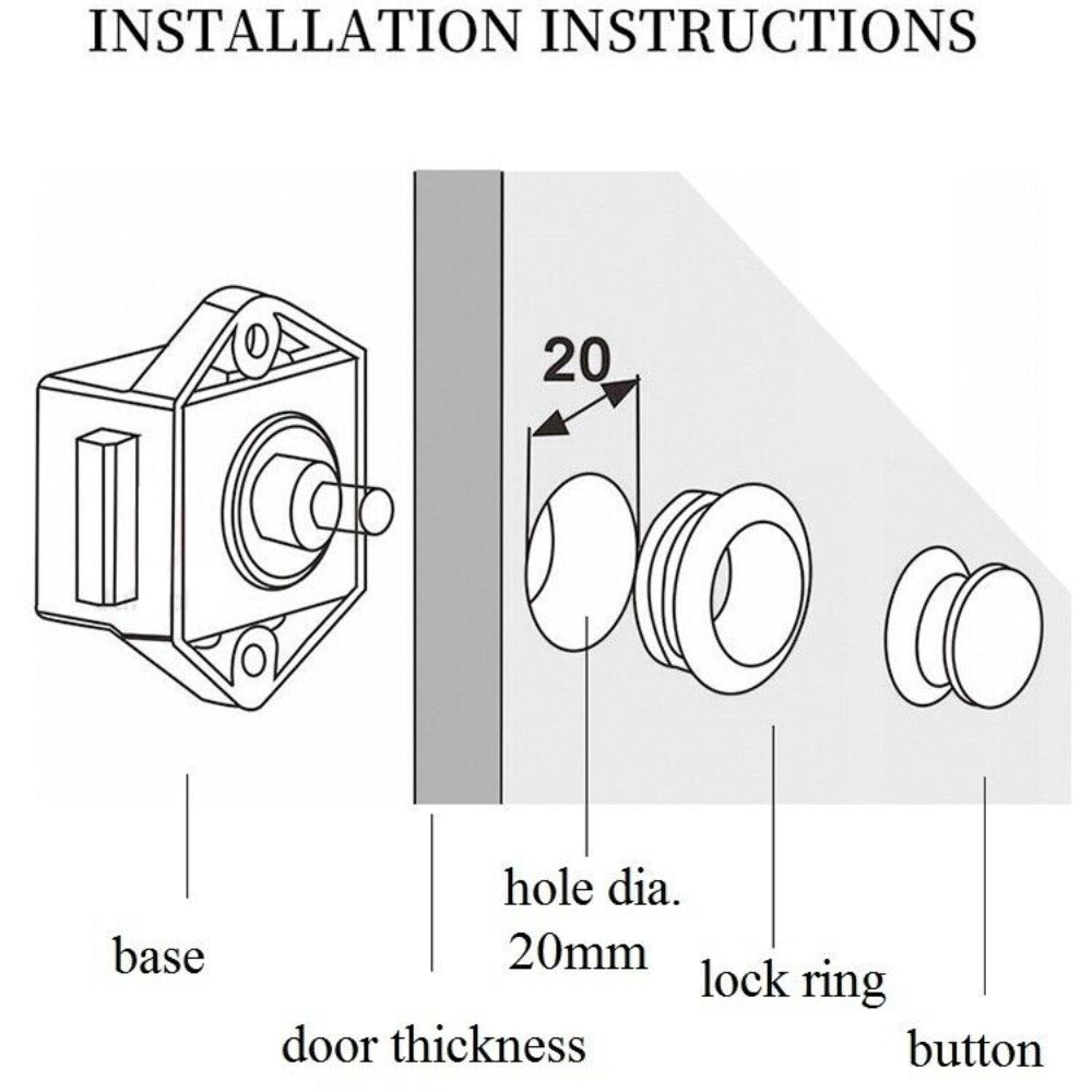 10PCS Lightweight Push Button Door Catch Lock for Cabinets