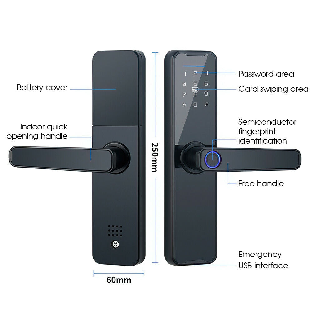 5-in-1 WIFI Smart Door Lock Biometric App Control - Tuya