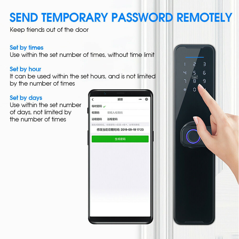 5-in-1 WIFI Smart Door Lock Biometric App Control - Tuya