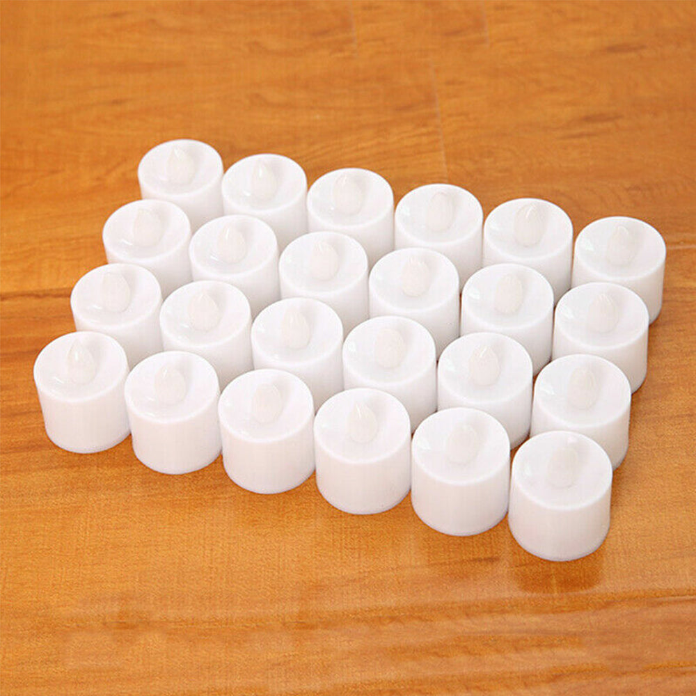 24PCS Cool LED Flameless Tea Light Candles, White Shell