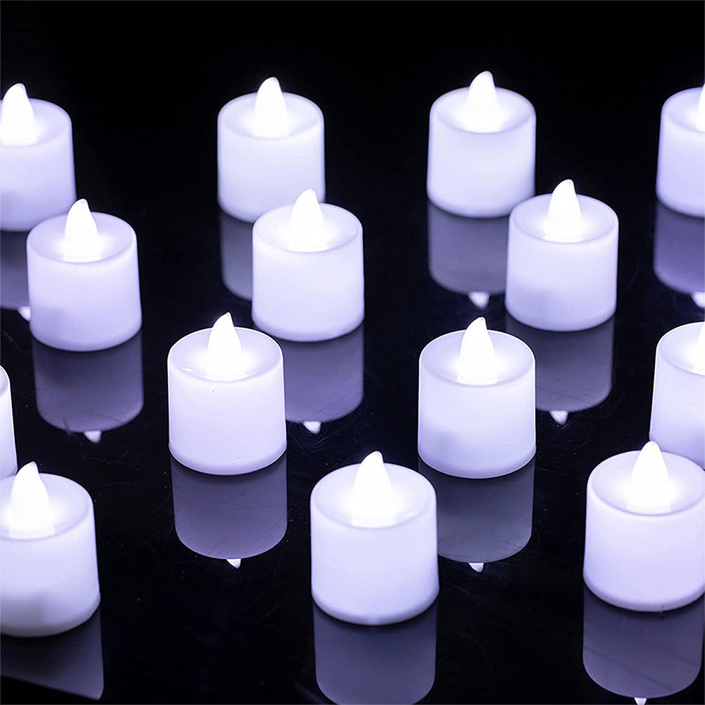 24PCS Cool LED Flameless Tea Light Candles, White Shell