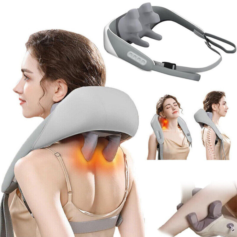 Ergonomic Heated Neck and Shoulder Massager, 6-Head, Low Noise, Goletsure