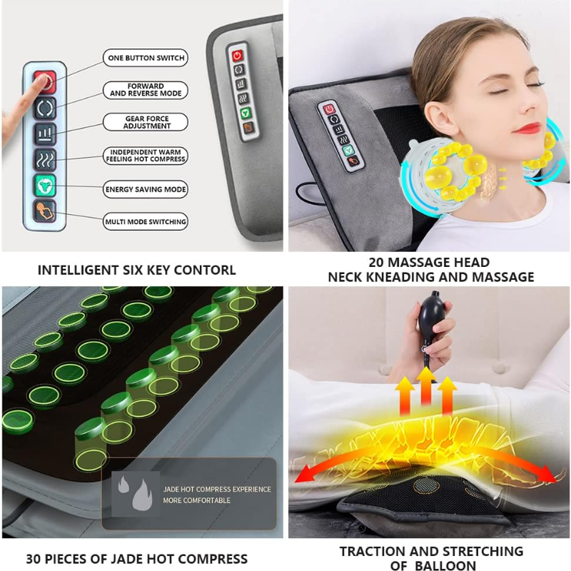 10 Vibrating Motors Massage Mat Full Body Heated Mattress Pillow Pain Relief AU