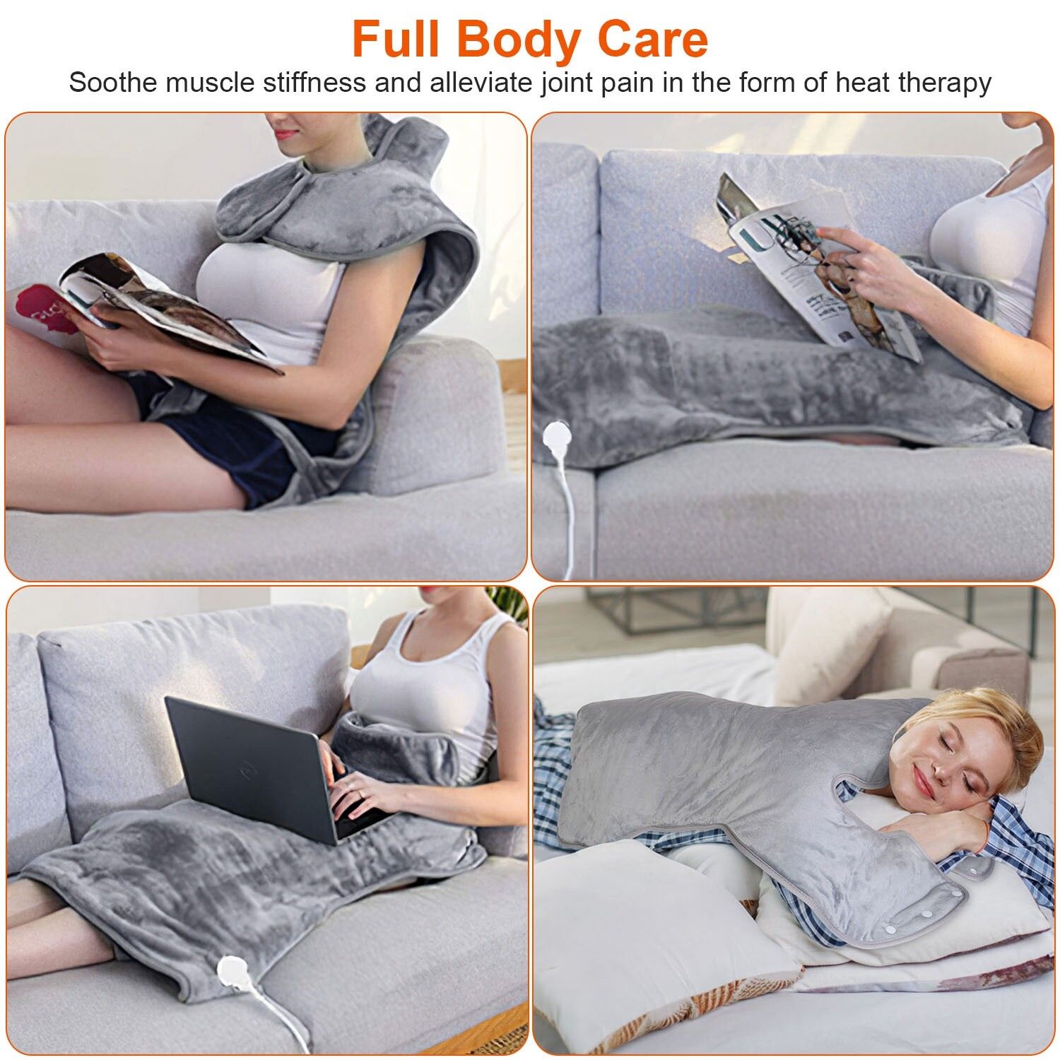 Portable Electric Heating Pad Wrap Heated Neck Shoulder Back Warm Pain Relief
