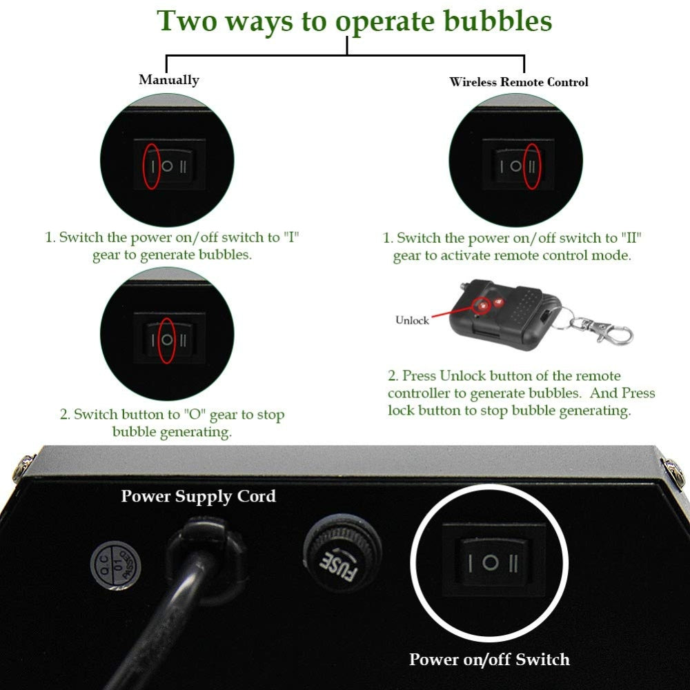 High-Power Electric Bubble Machine with Remote, 0.75L