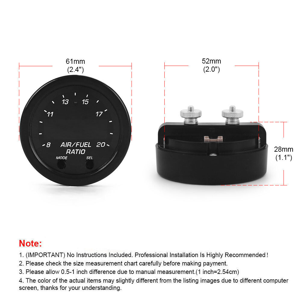 For Wideband Gauge X-Series 30-0300 AFR O2 UEGO Air Fuel Ratio Gauge 2-1/16" AU