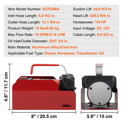 High-Efficiency 12V Diesel & Kerosene Transfer Pump Set