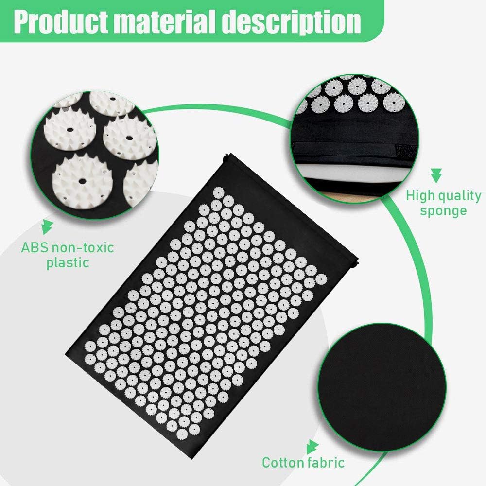 Black Massage Acupressure Mat Yoga Sit Lying Mats Pain Stress Soreness Relax AU NEW