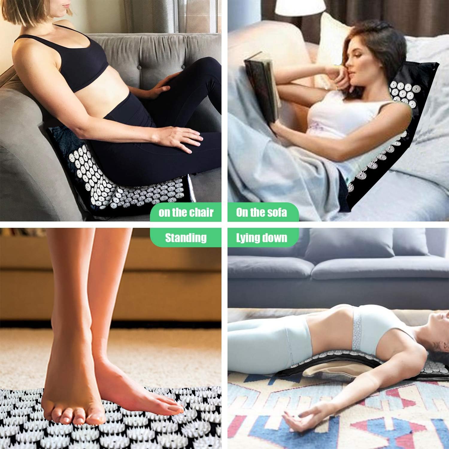 Black Massage Acupressure Mat Yoga Sit Lying Mats Pain Stress Soreness Relax AU NEW