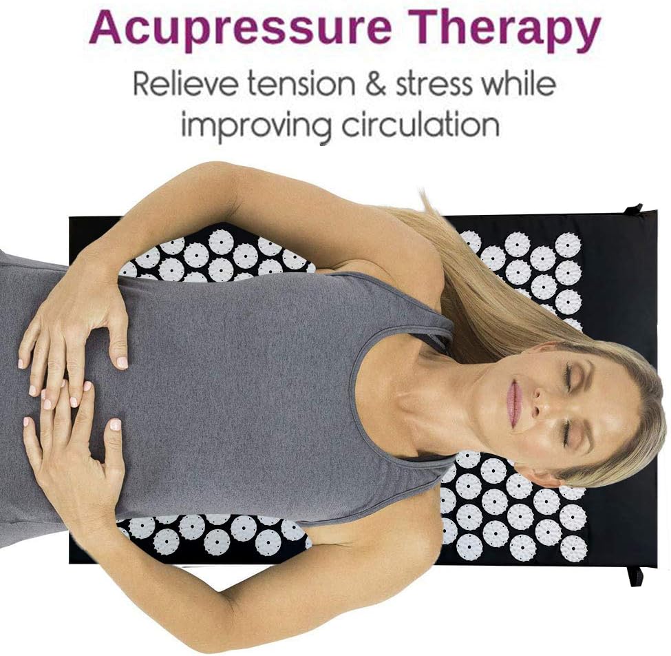 Black Massage Acupressure Mat Yoga Sit Lying Mats Pain Stress Soreness Relax AU NEW