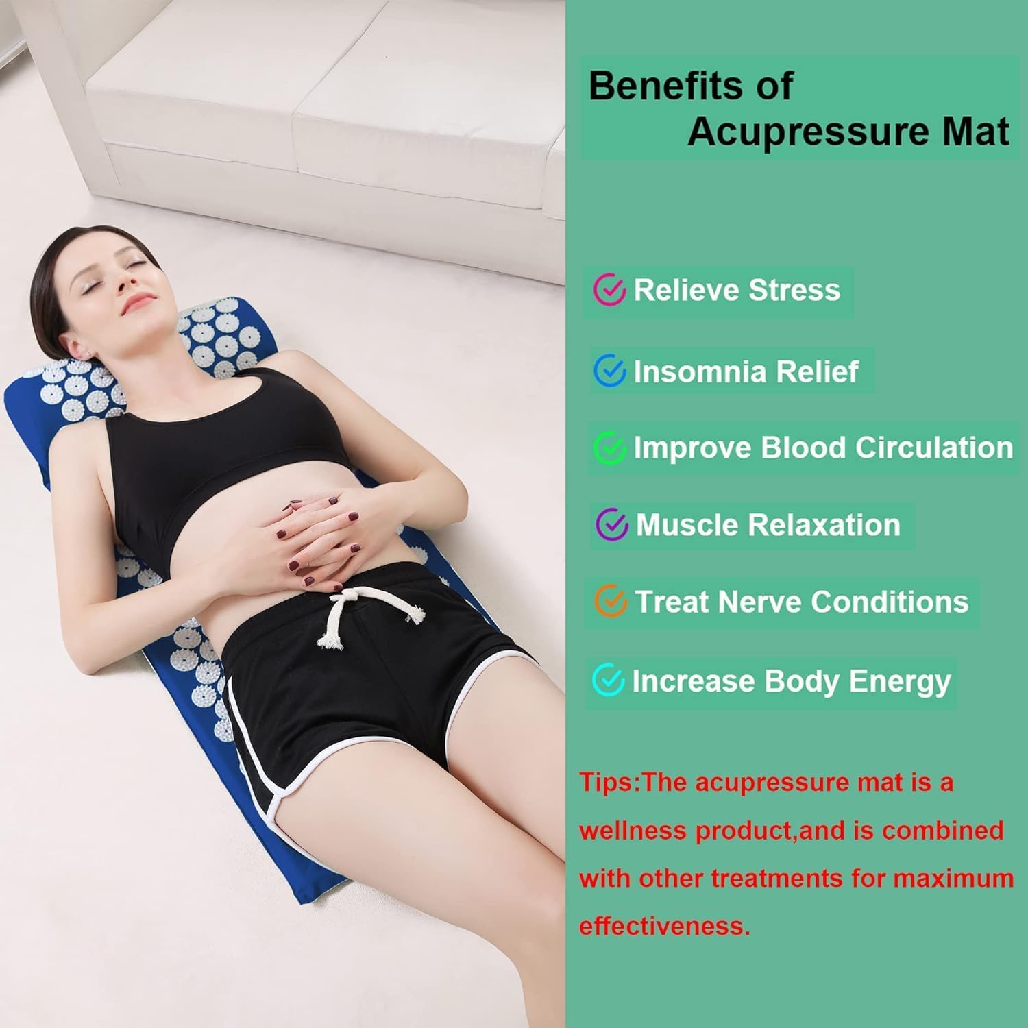 Blue Massage Acupressure Mat Yoga Sit Lying Mats Pain Stress Soreness Relax AU NEW