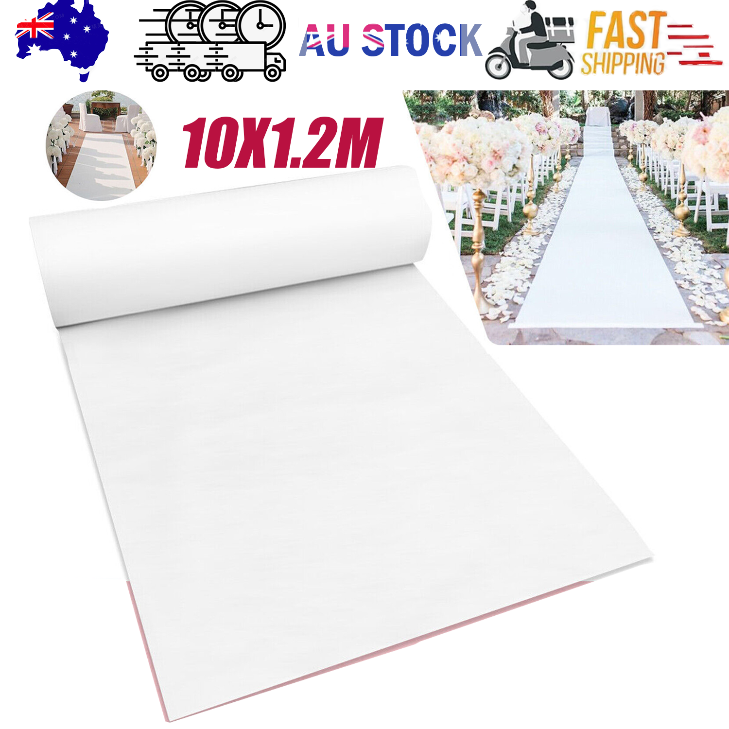 10X1.2M White Carpet Aisle Runner Wedding Party Event Decoration Mats Rugs