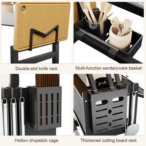 85CM Over The Sink Dish Drying Rack Carbon Steel Space Saving Above for Kitchen