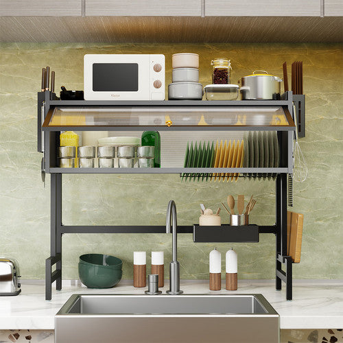 85CM Over The Sink Dish Drying Rack Carbon Steel Space Saving Above for Kitchen