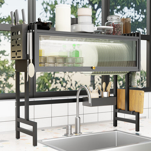 85CM Over The Sink Dish Drying Rack Carbon Steel Space Saving Above for Kitchen