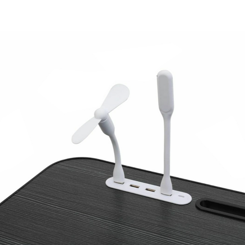 Black Laptop Stand Table Foldable Desk Computer Study Bed Adjustable Cup Slot Tray/linght and Fan