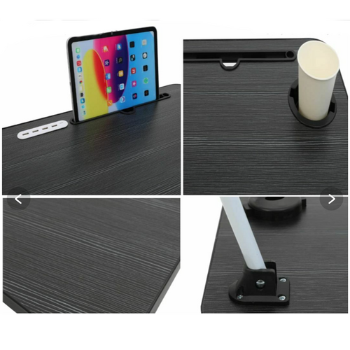 Black Laptop Stand Table Foldable Desk Computer Study Bed Adjustable Cup Slot Tray/linght and Fan