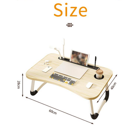 Wood Laptop Stand Table Foldable Desk Computer Study Bed Adjustable Cup Slot Tray/linght and Fan