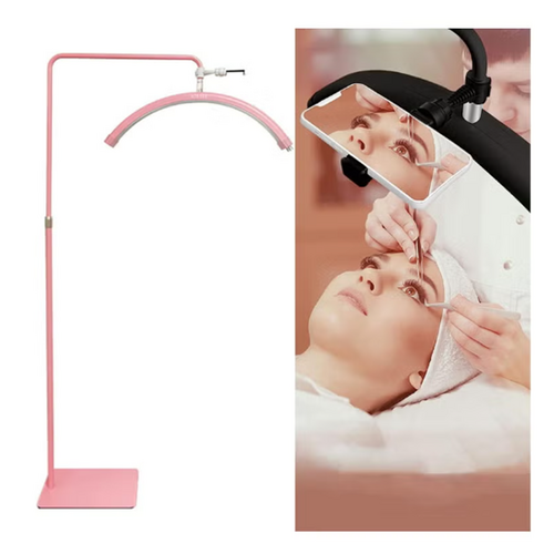 Pink Half Moon Floor Fill Lamp for Salon Tattoo Eyelash Makeup Beauty LED Lash Light