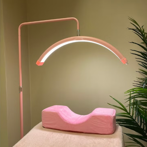 Pink Half Moon Floor Fill Lamp for Salon Tattoo Eyelash Makeup Beauty LED Lash Light