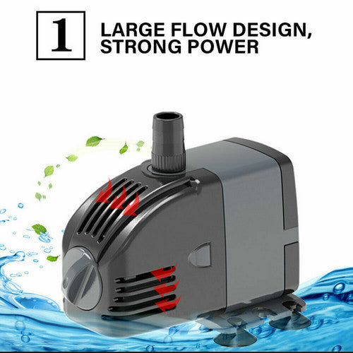 6W Adjustable Flow Aquarium Pump Water Submersible Fish Tank Fountain Pond Marine