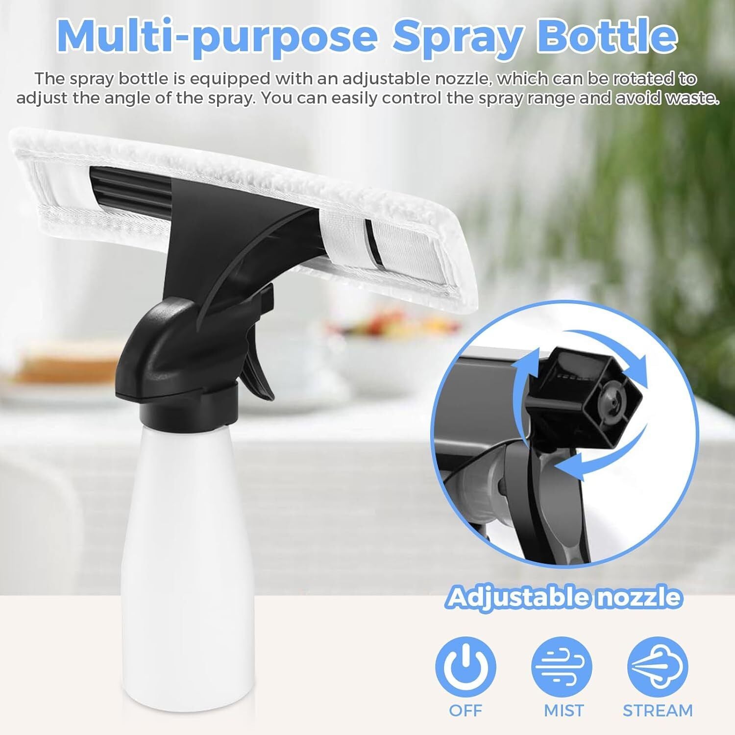 150ml Cordless Window Vacuum Cleaner Set for Windows Tiles Mirrors Shower Home