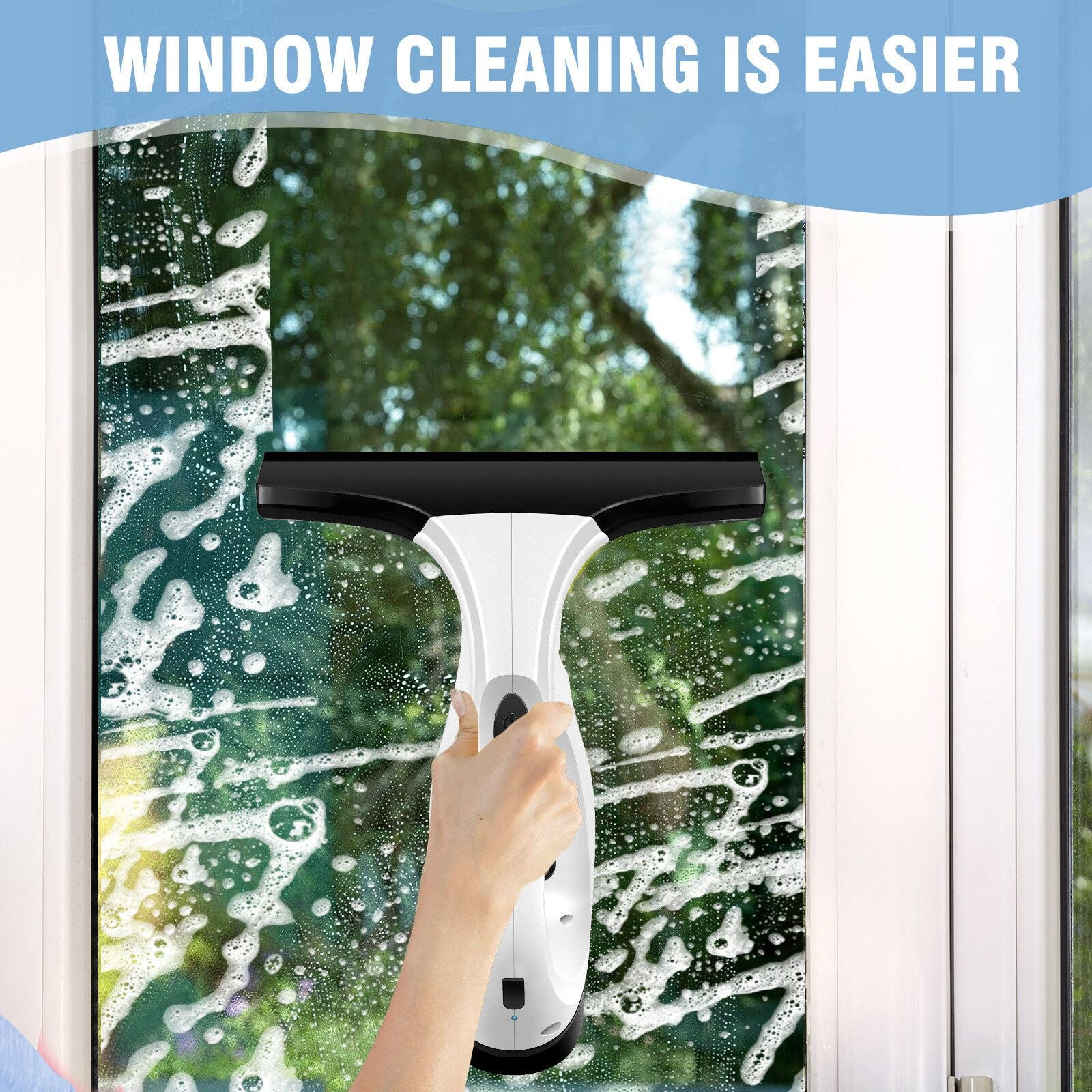 150ml Cordless Window Vacuum Cleaner Set for Windows Tiles Mirrors Shower Home