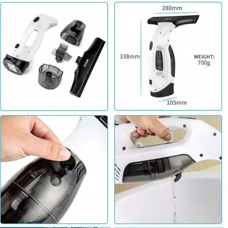 150ml Cordless Window Vacuum Cleaner Set for Windows Tiles Mirrors Shower Home