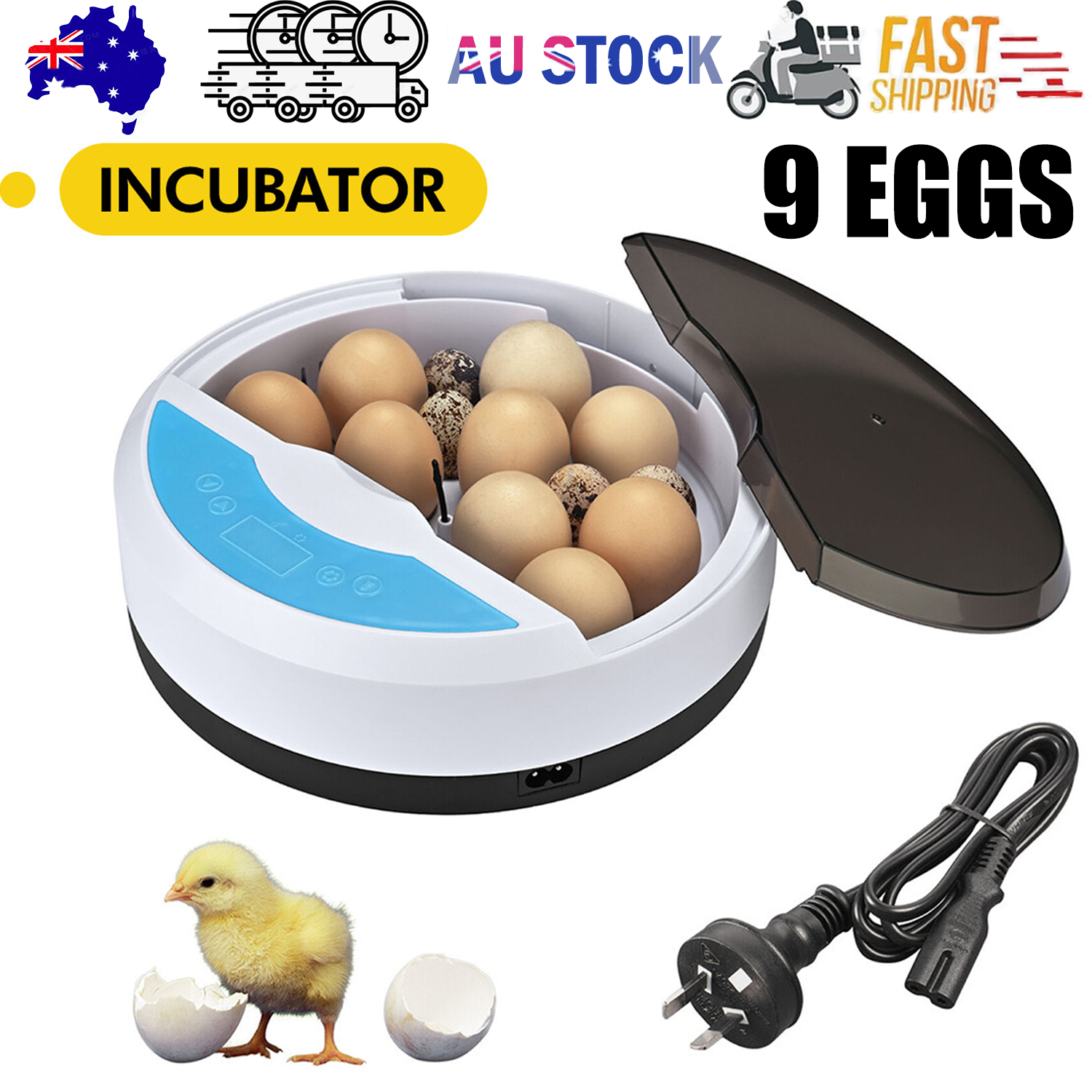 9 Egg Incubator Semi-Automatic Digital Temperature Chicken Duck Eggs Poultry