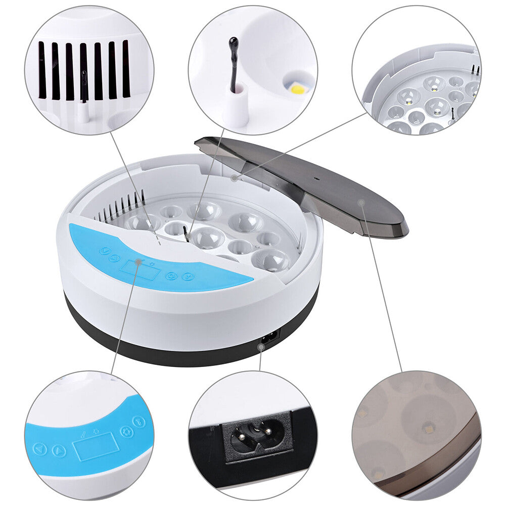 9 Egg Incubator Semi-Automatic Digital Temperature Chicken Duck Eggs Poultry