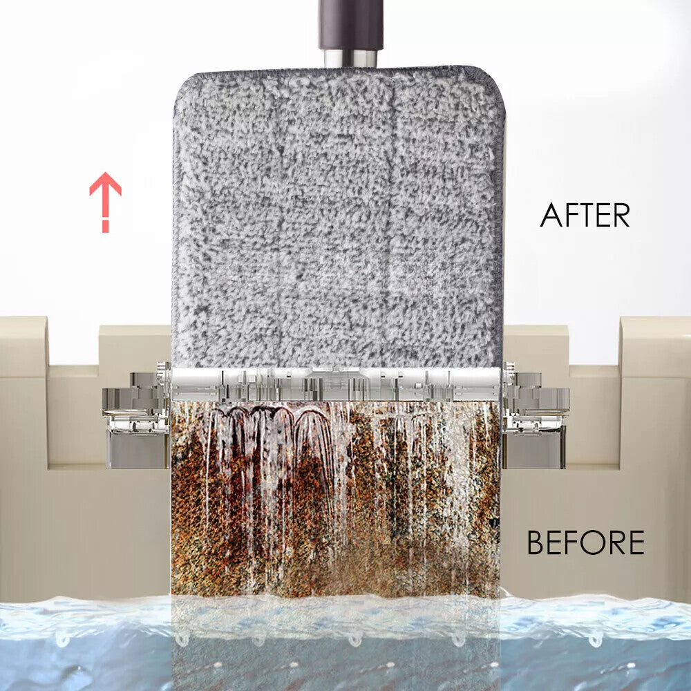 Mop Bucket Wet Dry Rinse Wash 360 Rotating Squeeze Flat Floor Cleaner with Pads