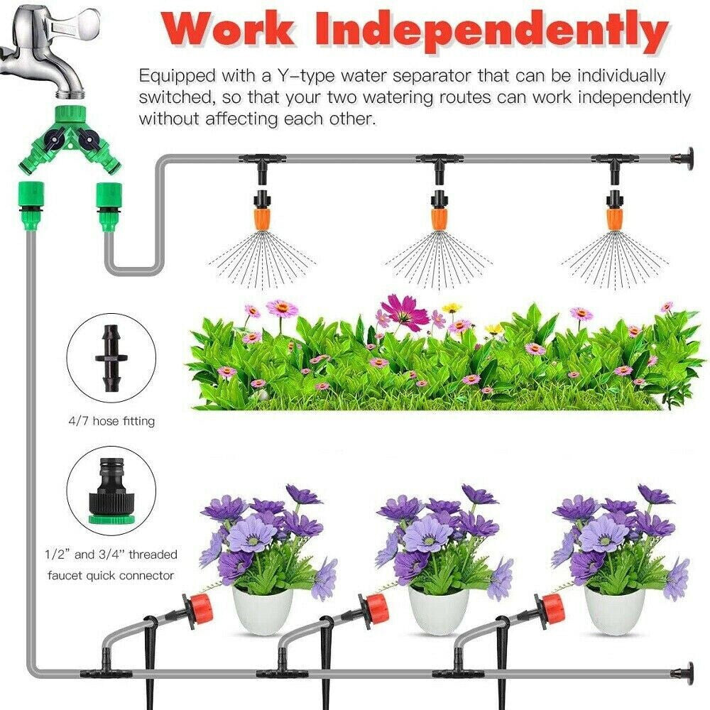 201X 50M Hose Garden Irrigation System Greenhouse Plant Watering DIY Micro Drip