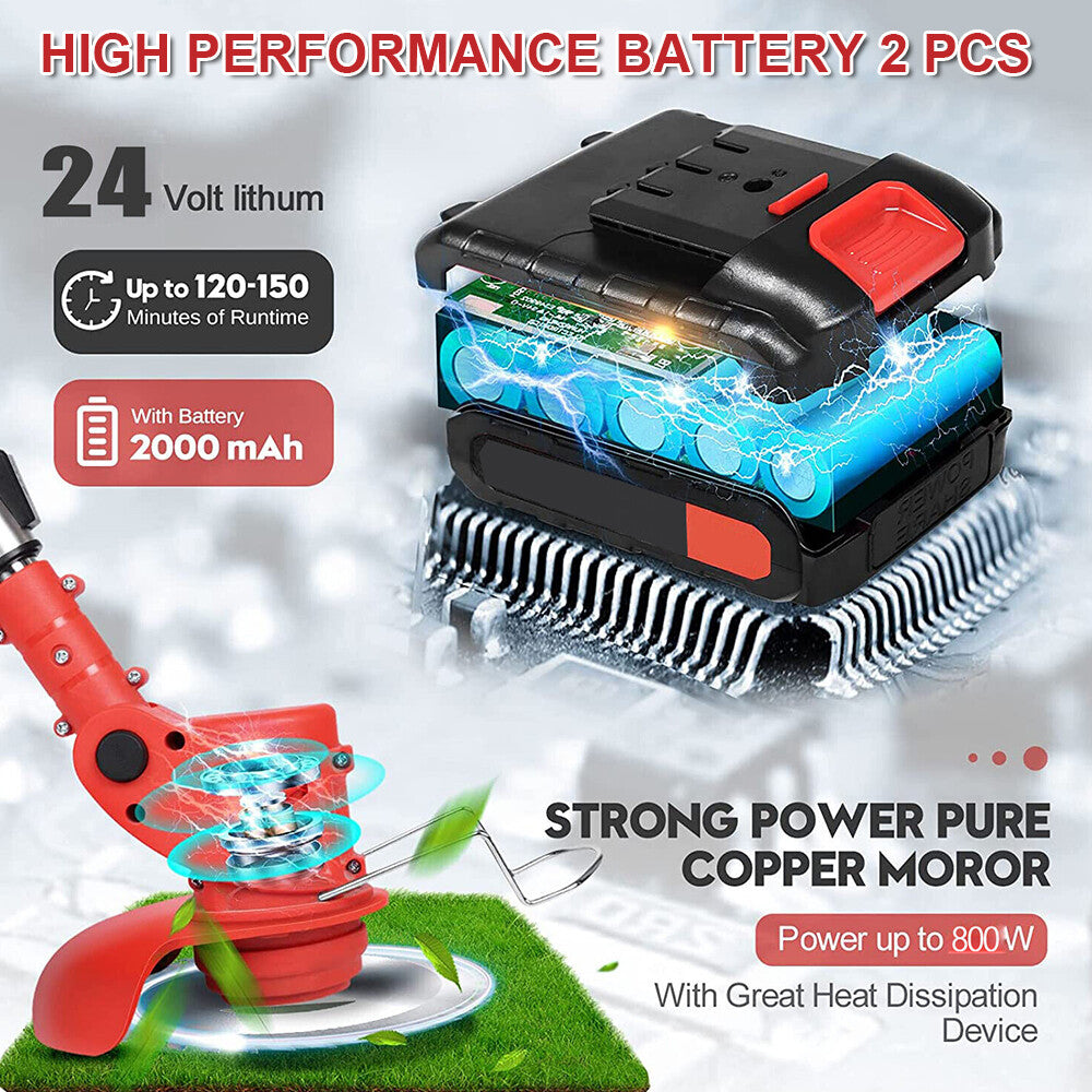 Whipper Snipper Mower Cordless Grass Trimmer Lawn Cutter Battery Brushcutter