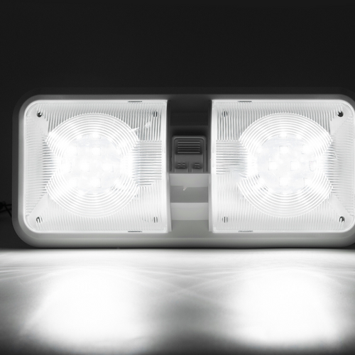 2pcs 12V RV Interior LED Ceiling Light Boat Camper Caravan Trailer Double Dome Light