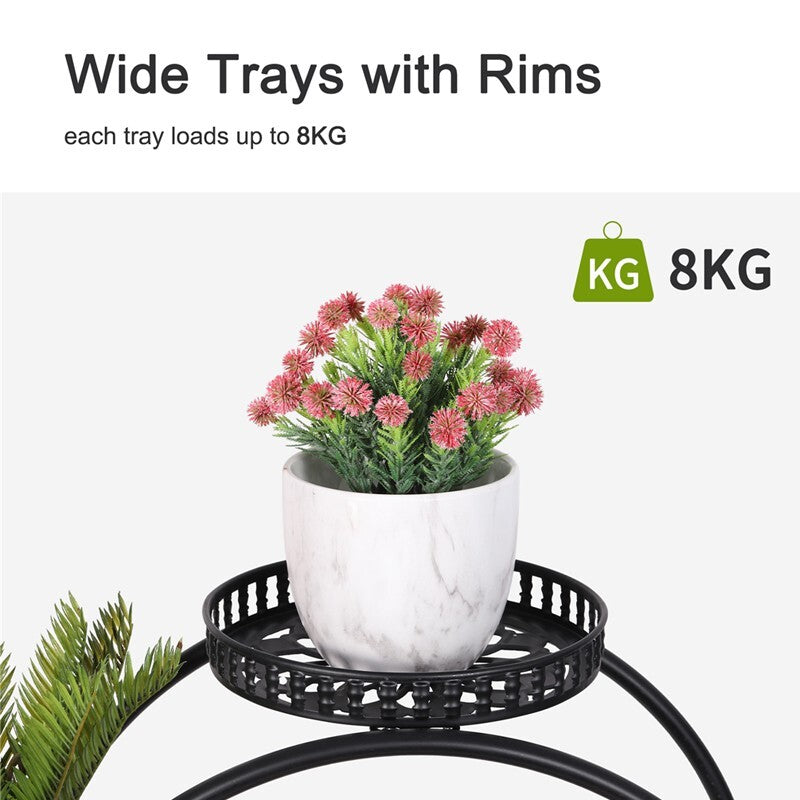 4 Layer 6 Pots Metal Plant Stand Flower Holder Rack Display Holder Shelf Garden