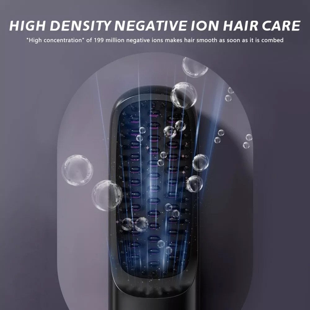 White Hair Straightener Brush Travel Mini Rechargeable Hair Styler Fast Heating