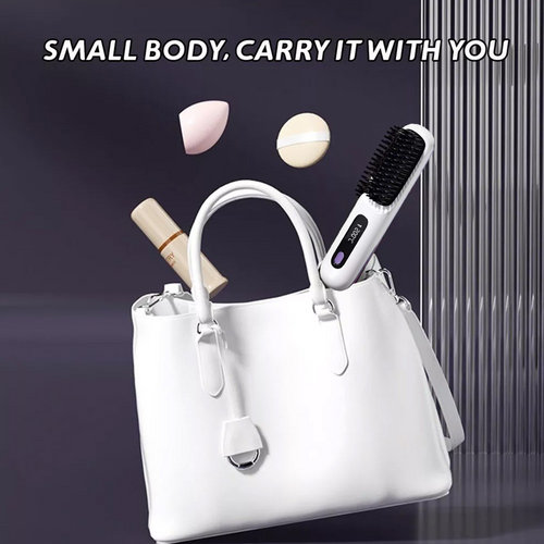 White Hair Straightener Brush Travel Mini Rechargeable Hair Styler Fast Heating
