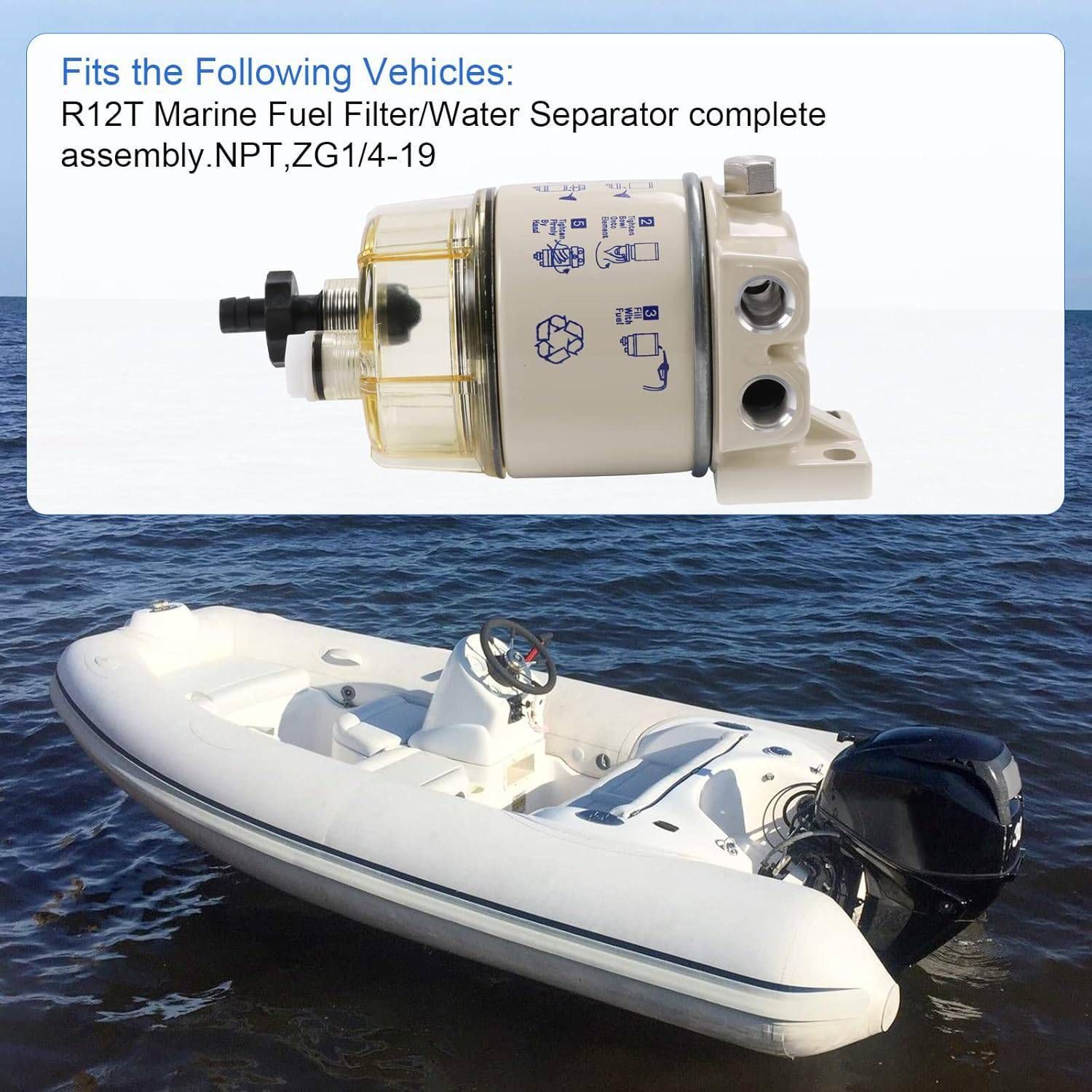 R12T Fuel Filter Water Separator Spin-on for Boat Vehicle Truck Diesel Racor Kit