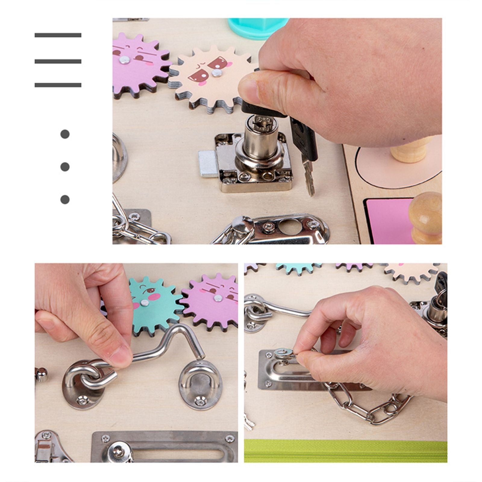 Toddler Montessori Busy Board Wooden Sensory Board Toys Locks Latches Board AU