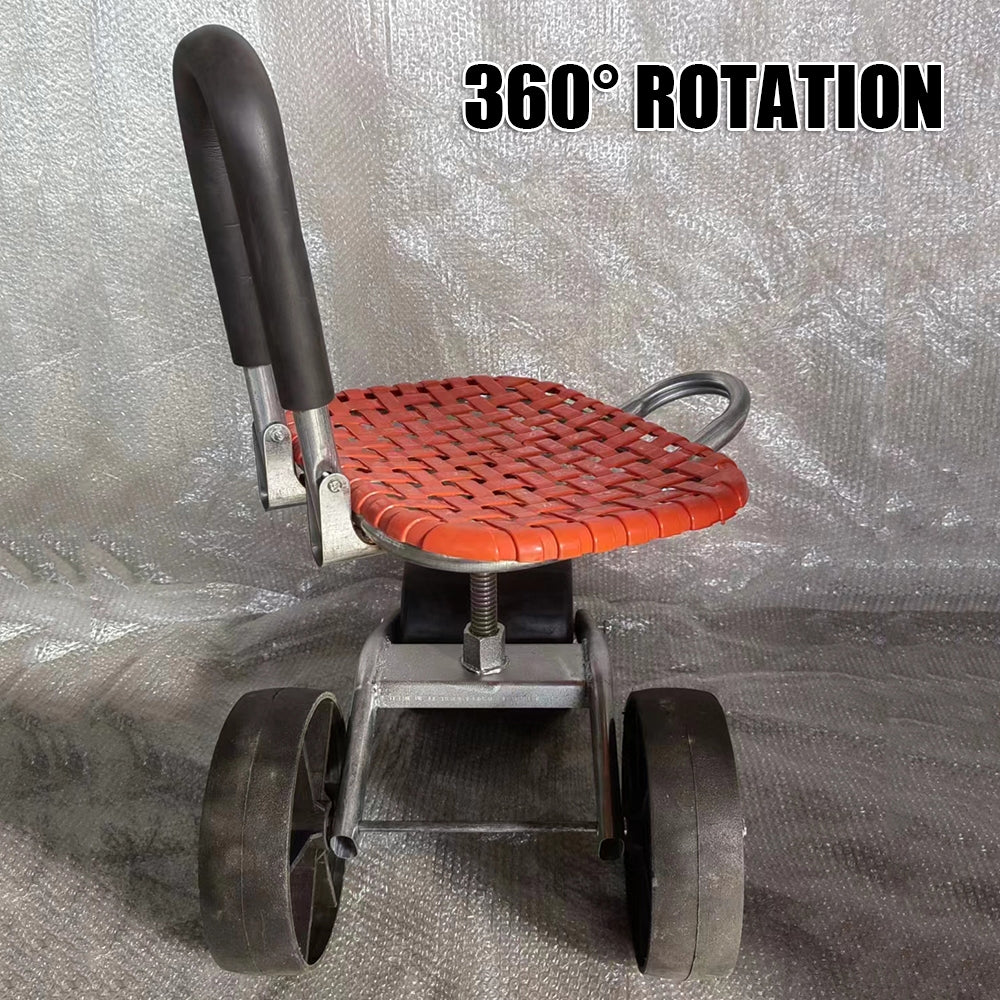 Adjustable Height Folding Gardening Stool with Wheels