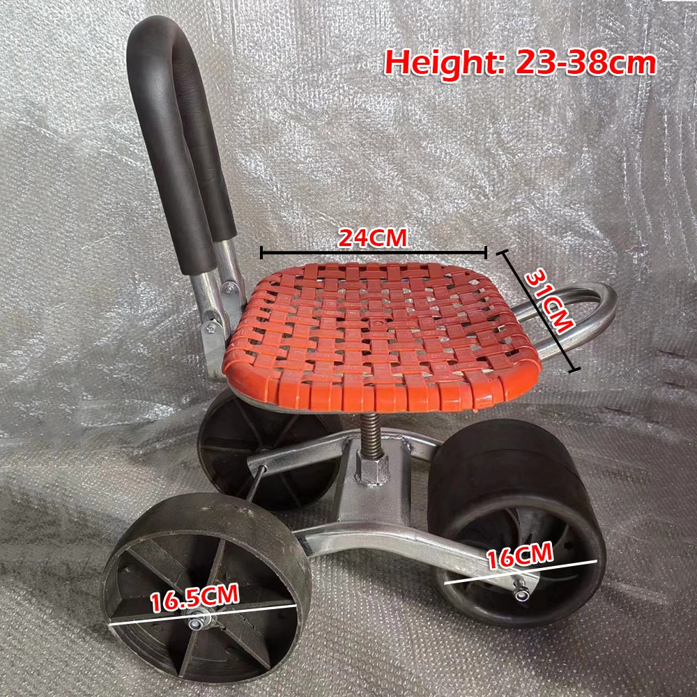 Adjustable Height Folding Gardening Stool with Wheels