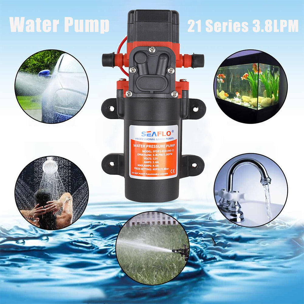 12V Water Pump 40 PSI Adjustable RV Camper Caravan SEAFLO