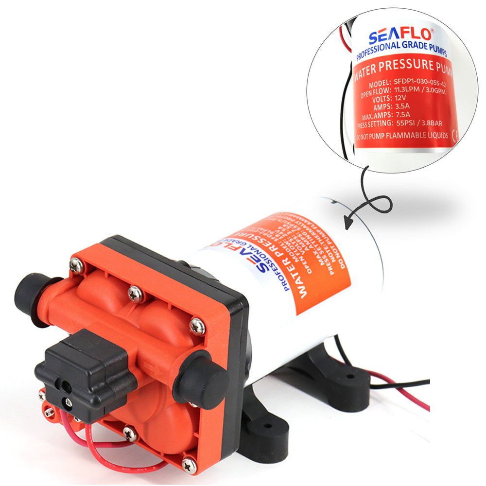 Adjustable Pressure, 12V, 3 G/m RV Water Pump - Seaflo