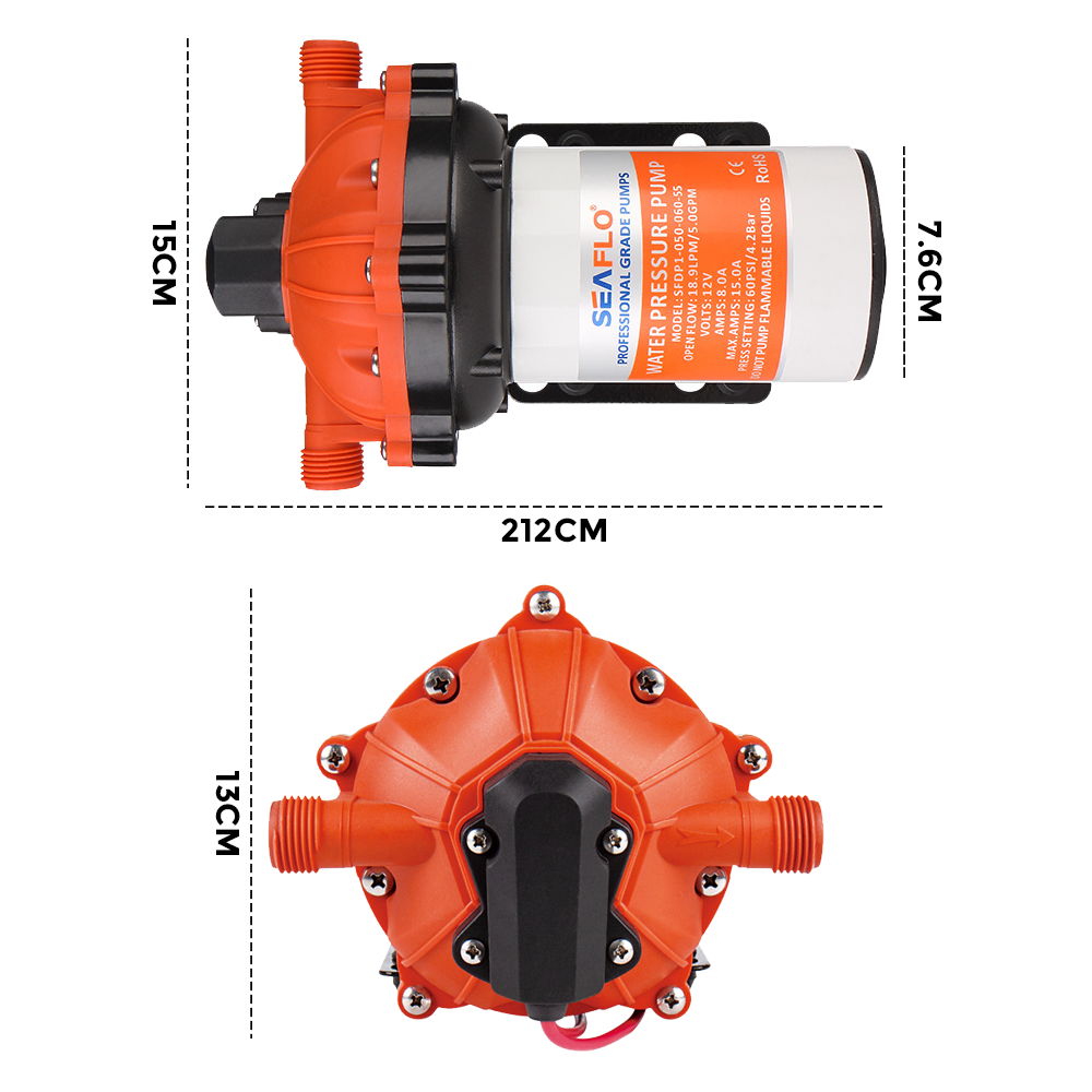 Powerful 70PSI 12V Deck Washdown Pump Kit 5GPM Self-Priming SEAFLO