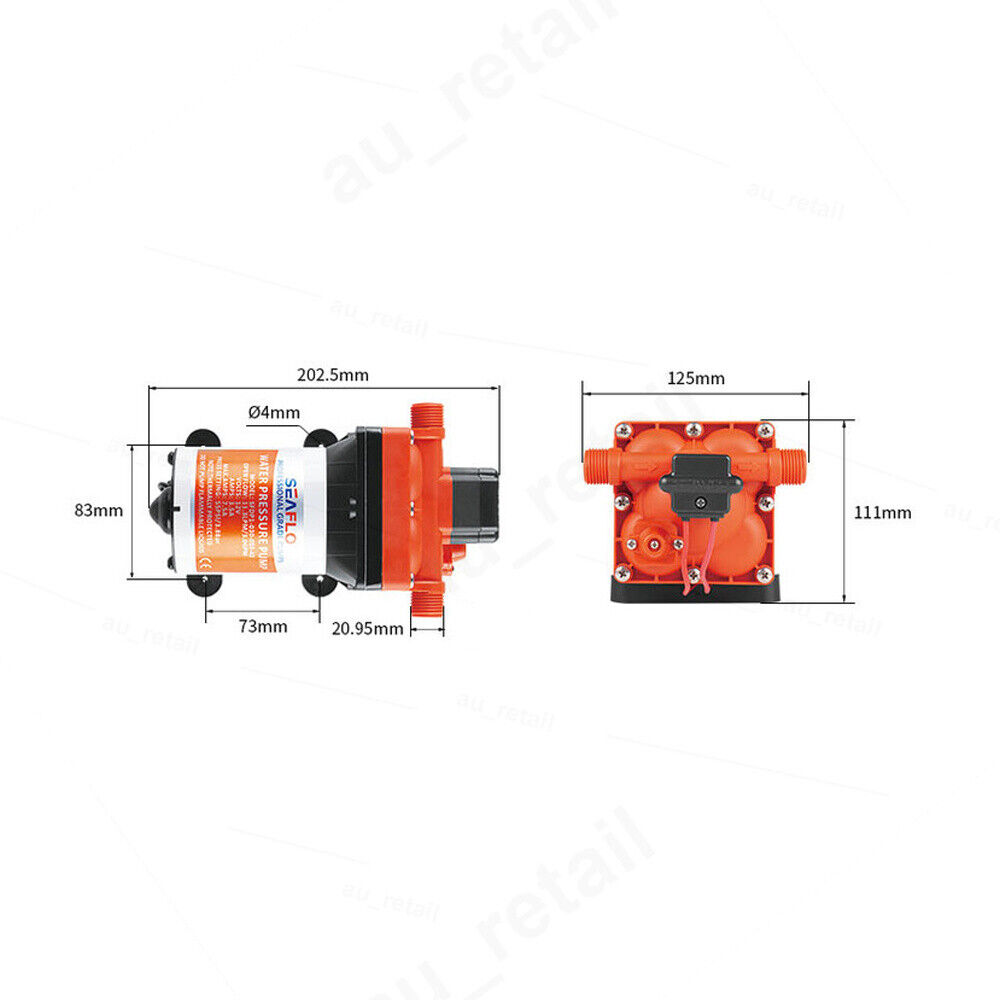 Adjustable 55PSI 12V Water Pump 11.3LPM for RV Boat Camper