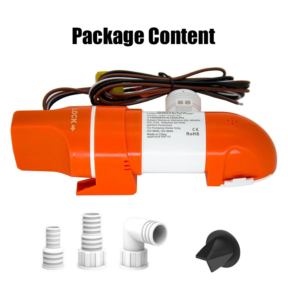 1100GPH Automatic Low Profile Bilge Pump for Boat - SEAFLO