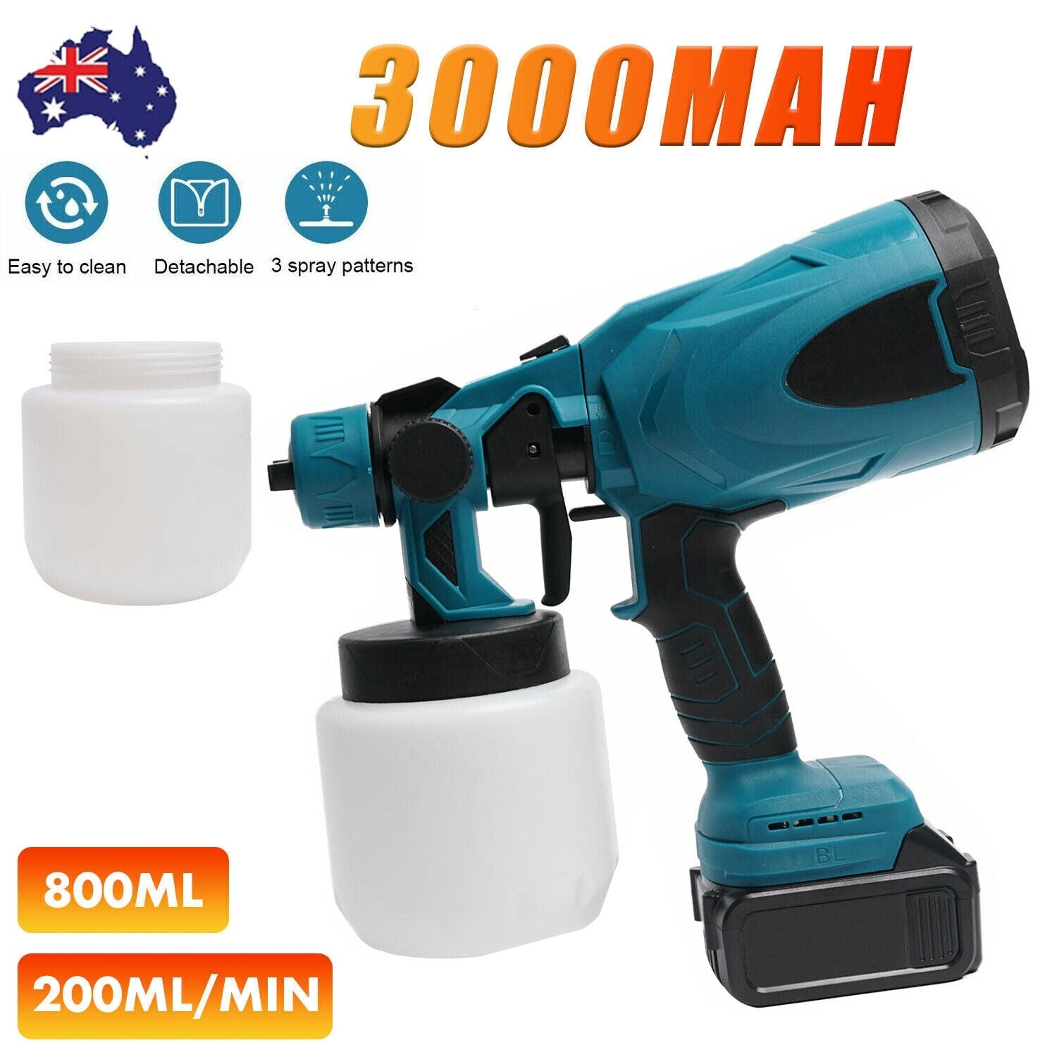 Cordless Airless Spray Gun, 36V, 650 ML/Min Flow, Blue