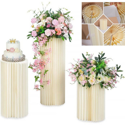 Stable Round Cylinder Plinth Pedestal Set for Wedding, 3 PCS